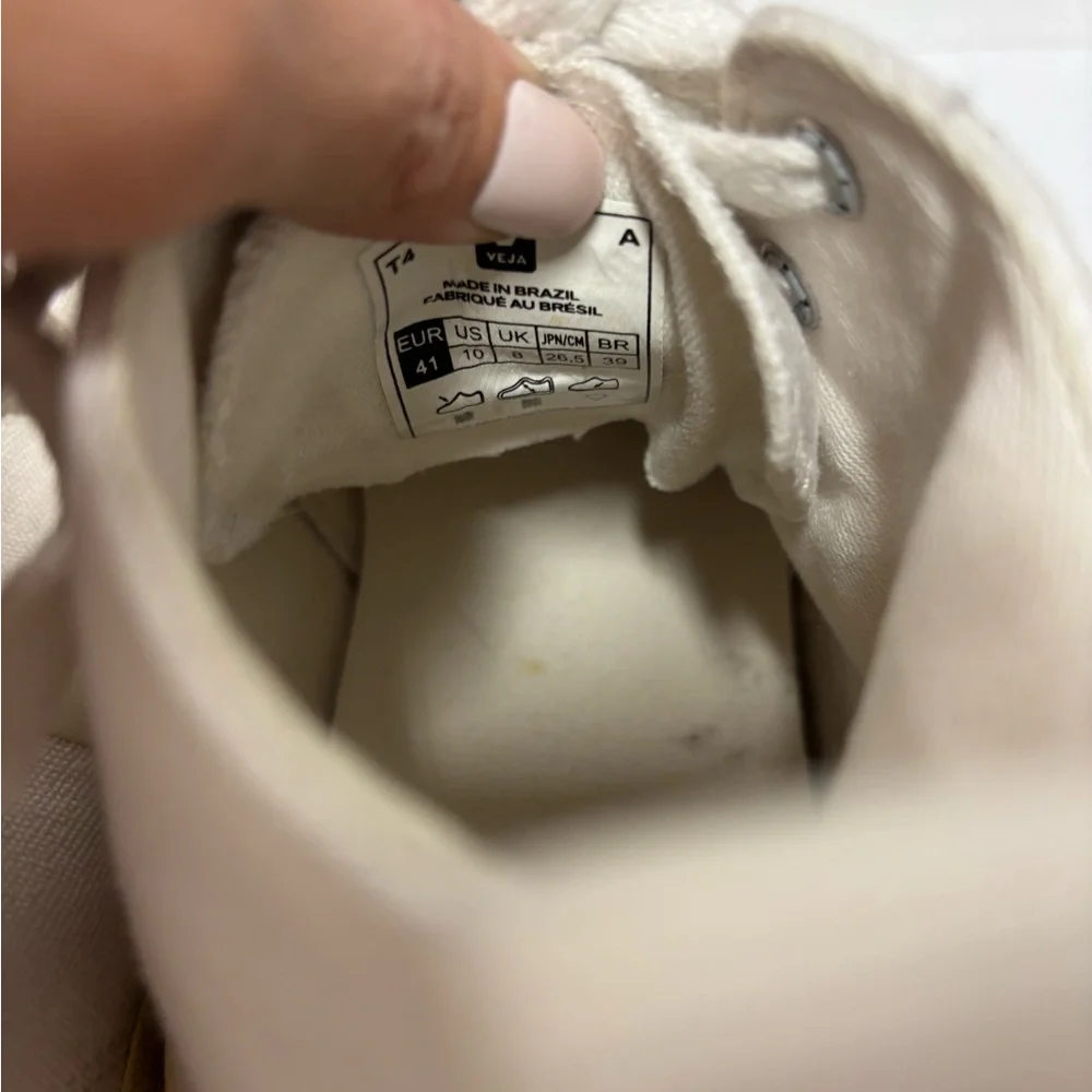 VEJA Nova High Top White Canvas Butter Tan Soled Lace Up Sneakers Women’s 10